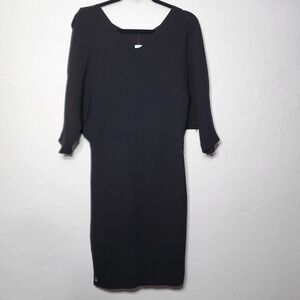 Spinali Design Dress 38 Black Tech Stretch Dolman Sleeve Modern Smart V-Neck NEW